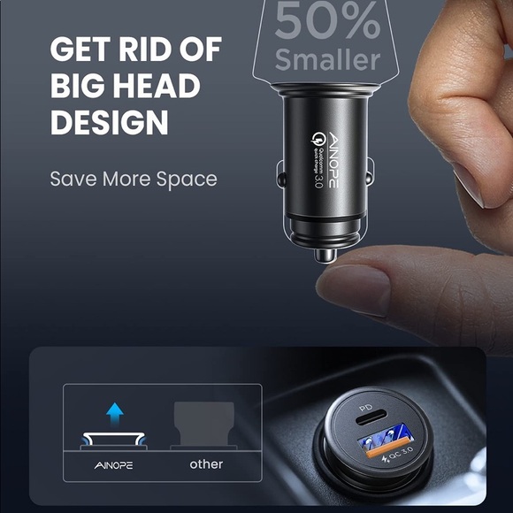 AINOPE All Metal Fast USB Car Charger Adapter - Picture 8 of 9